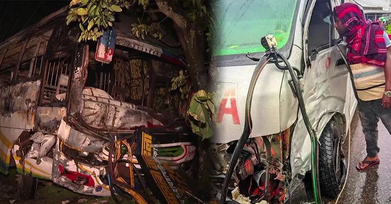 দুর্ঘটনায় কবলিত যানবাহনগুলো